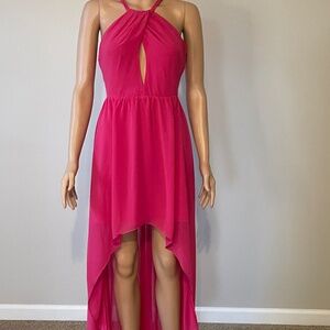 Bebe Chiffon Hi-Low Dress Pink Yarrow